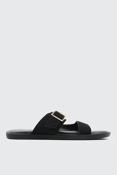 Faux Suede Flat Sandals