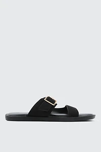 Faux Suede Flat Sandals