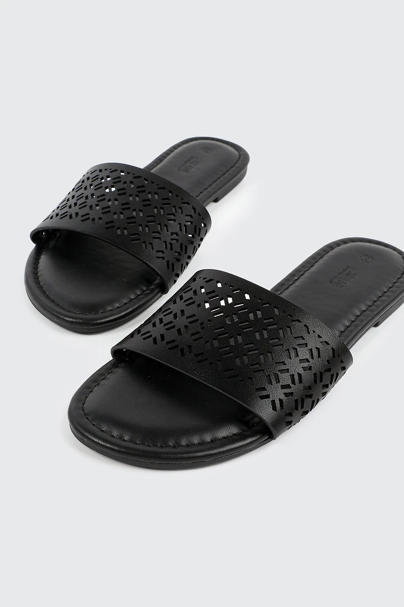 Flat Sandals with Cutout Design