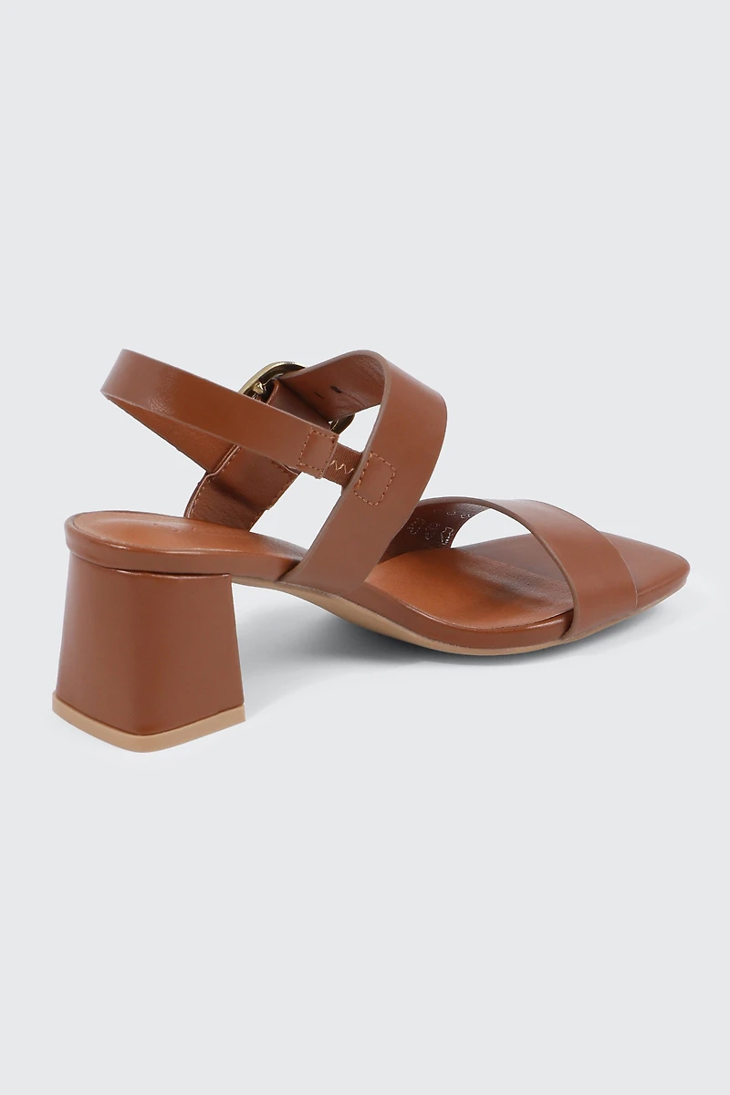 Block Heel Sandals with Buckle Strap