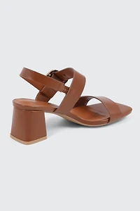 Block Heel Sandals with Buckle Strap