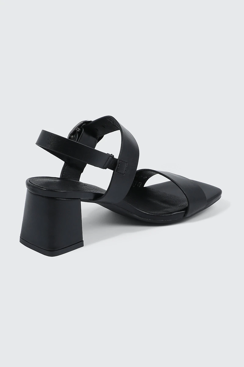 Block Heel Sandals with Buckle Strap