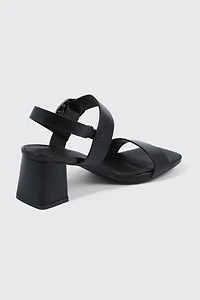 Block Heel Sandals with Buckle Strap