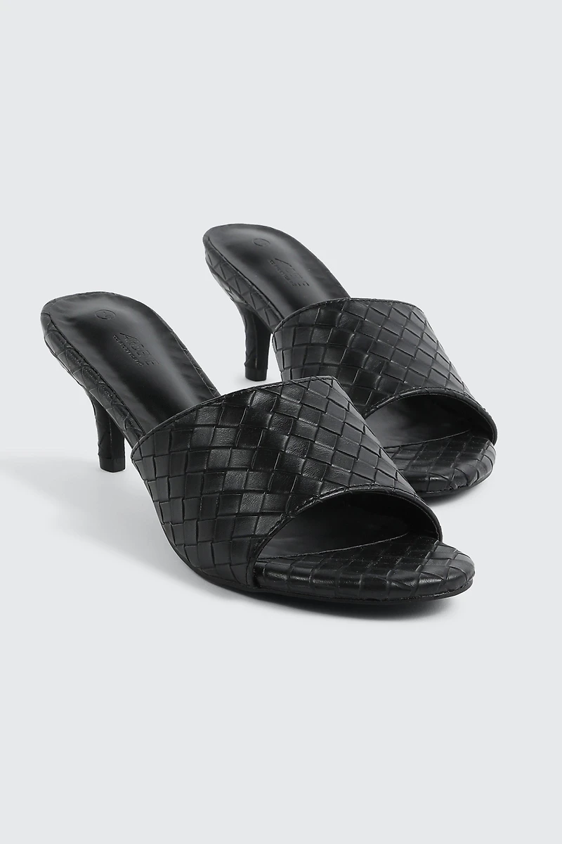 Woven Mule Kitten Heels