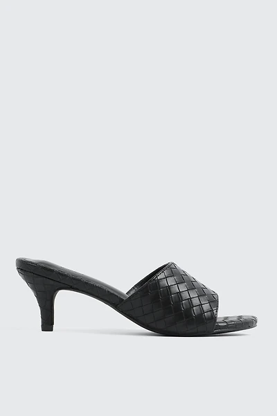Woven Mule Kitten Heels