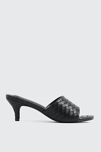 Woven Mule Kitten Heels