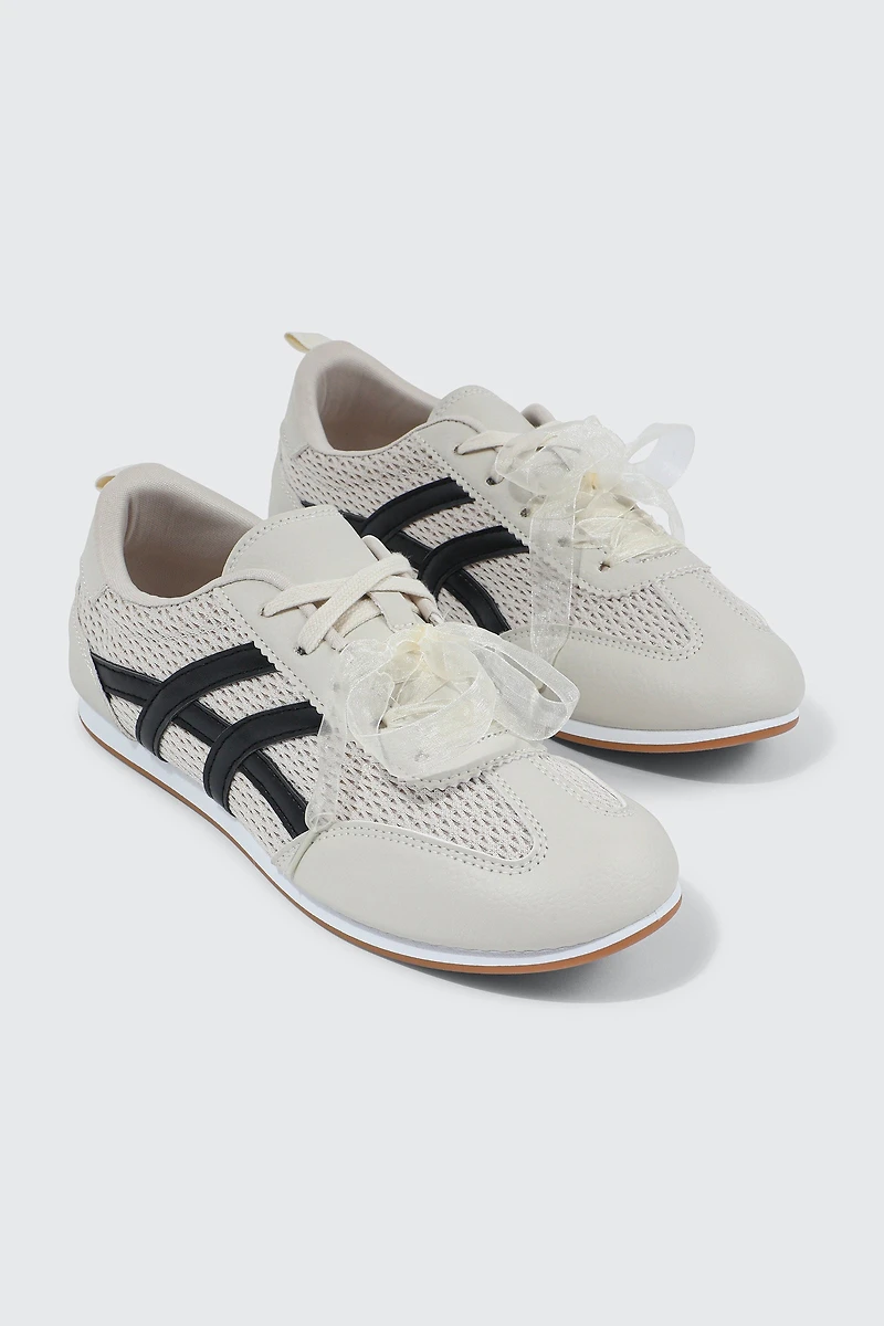Faux Leather & Mesh Sneakers