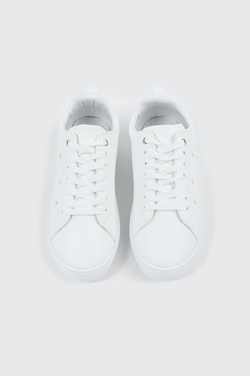 White Lace Up Sneakers