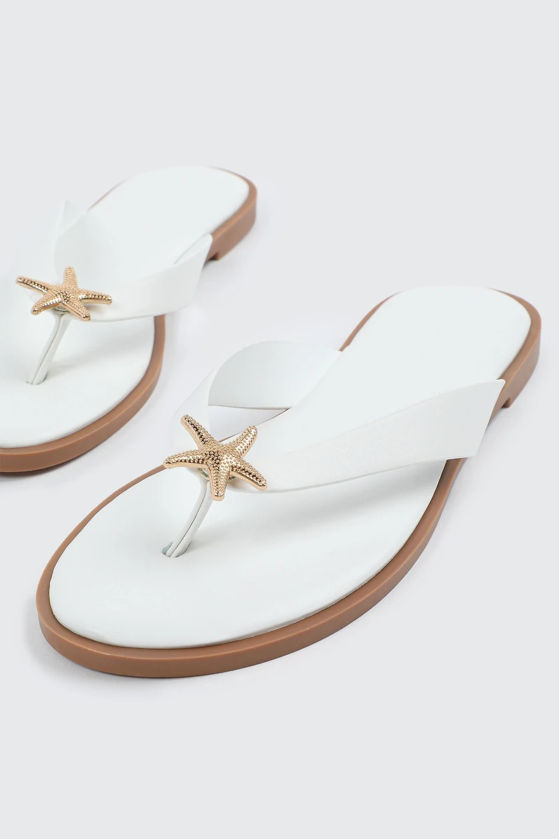 V-Strap Sandals with Starfish Detail