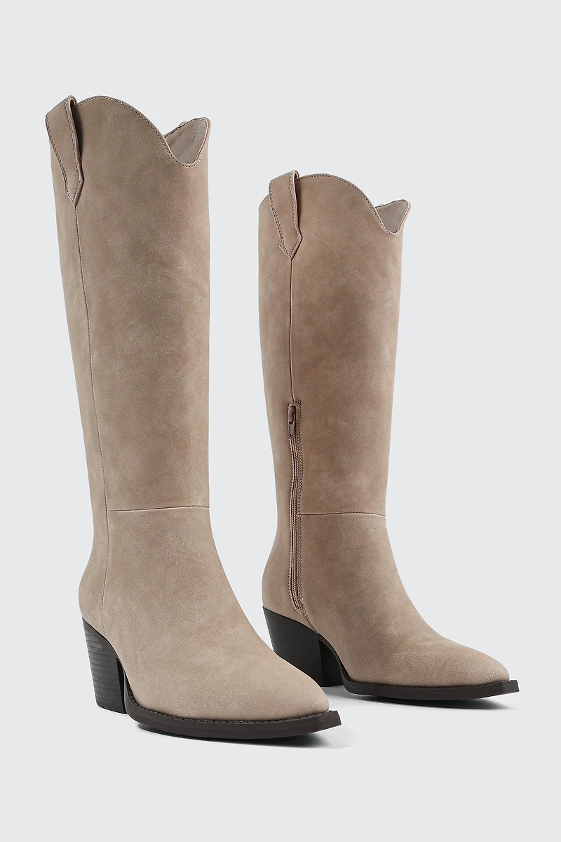 Western Knee High Boots with Pointed Toe