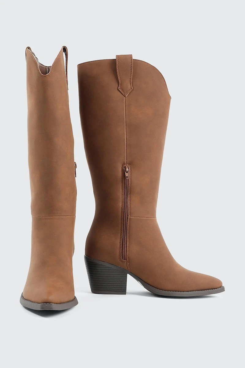 Western Knee High Boots with Pointed Toe