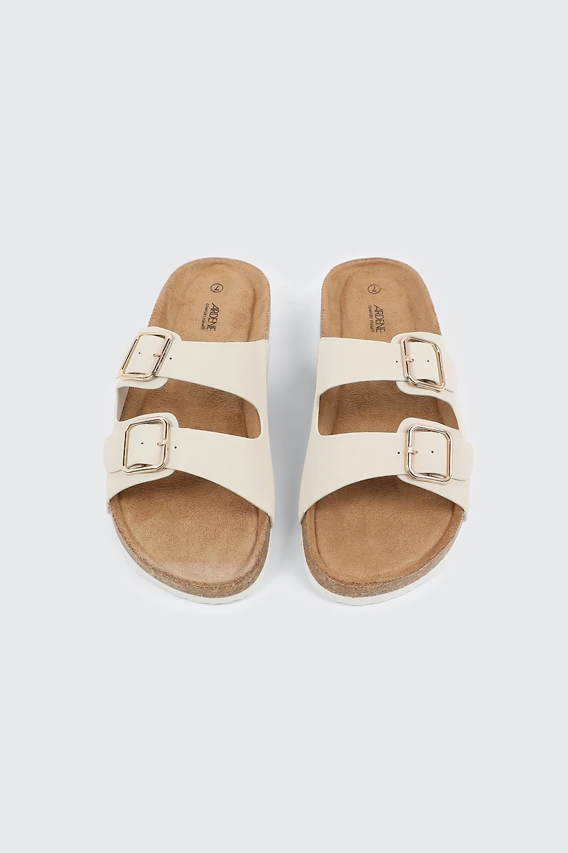 Sandales à deux boucles en faux cuir