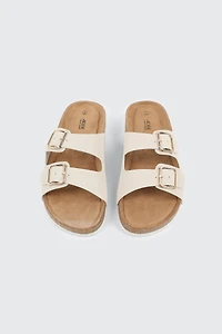 Sandales à deux boucles en faux cuir