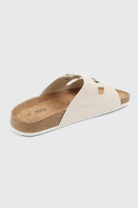 Faux Leather Two-Buckle Sandals