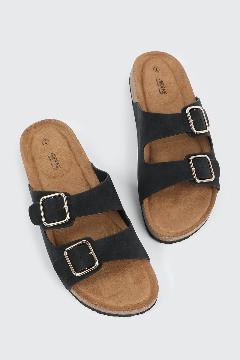 Sandales à deux boucles en faux cuir