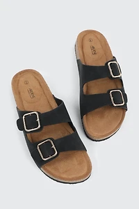 Sandales à deux boucles en faux cuir