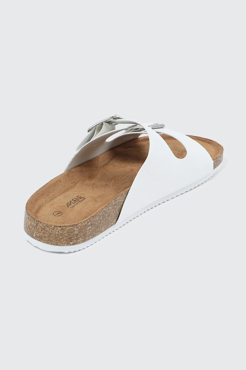 Double Buckle Slide Sandals
