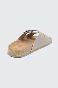 Double Buckle Slide Sandals
