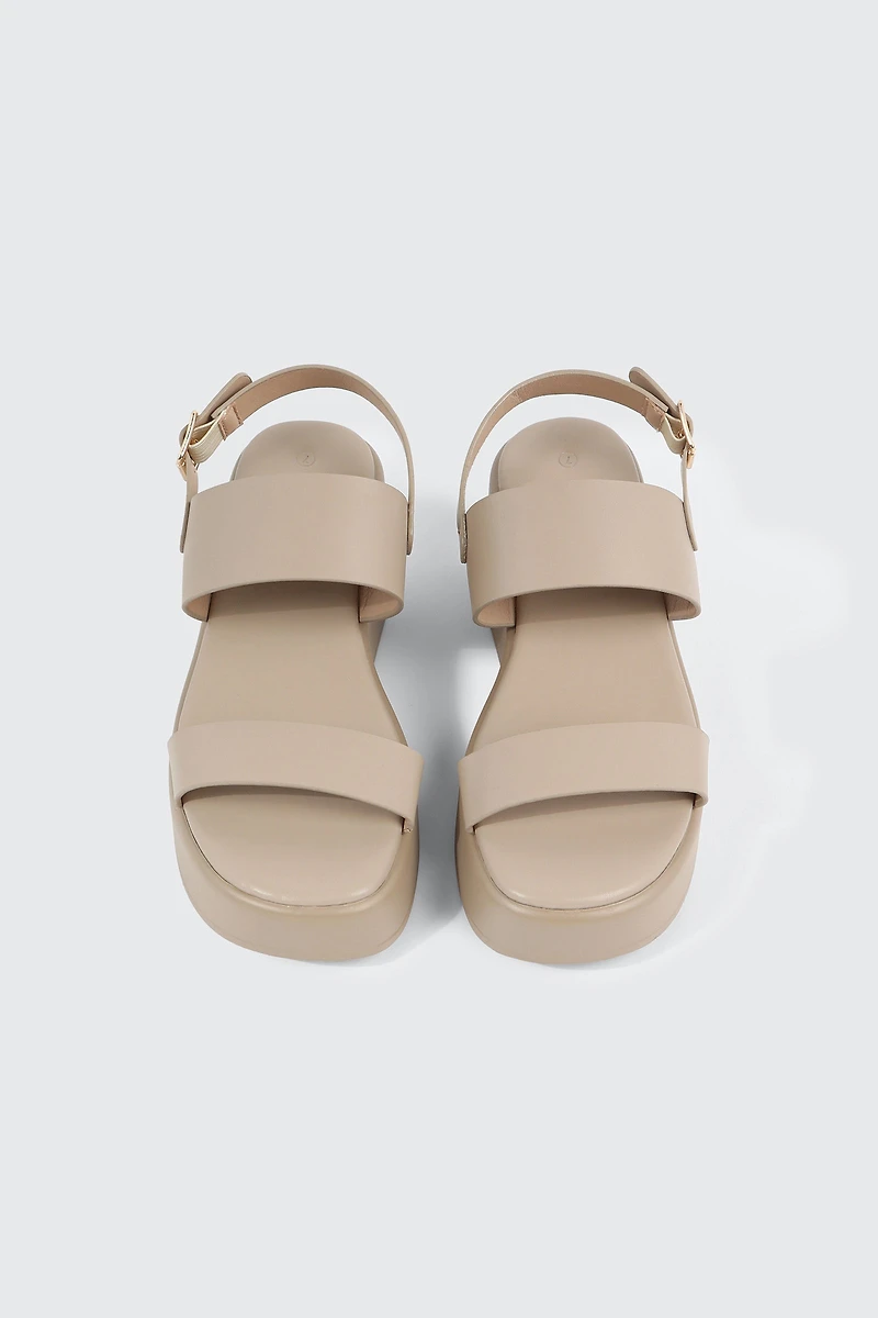 Faux Leather Wedge Sandals