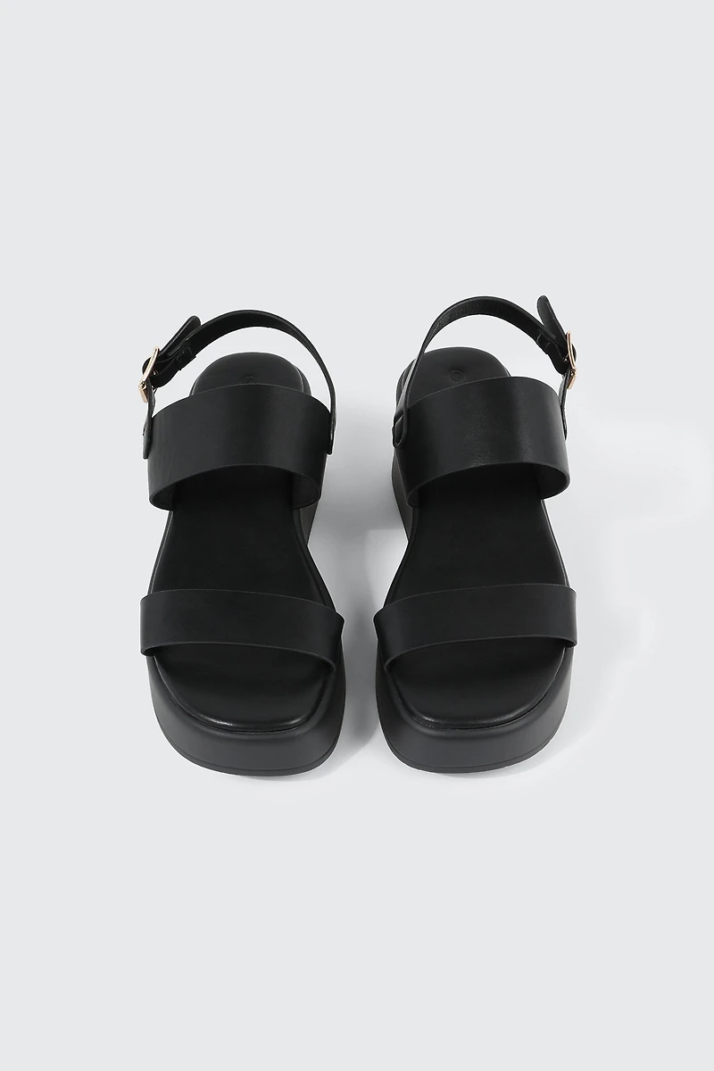 Faux Leather Wedge Sandals