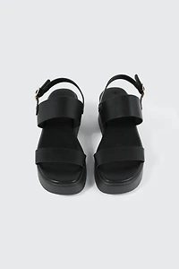 Faux Leather Wedge Sandals