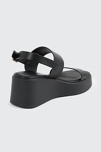 Faux Leather Wedge Sandals