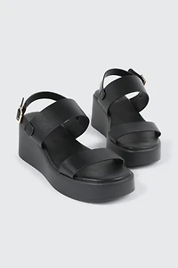 Faux Leather Wedge Sandals