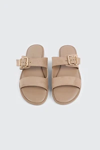 Faux Suede Flat Sandals