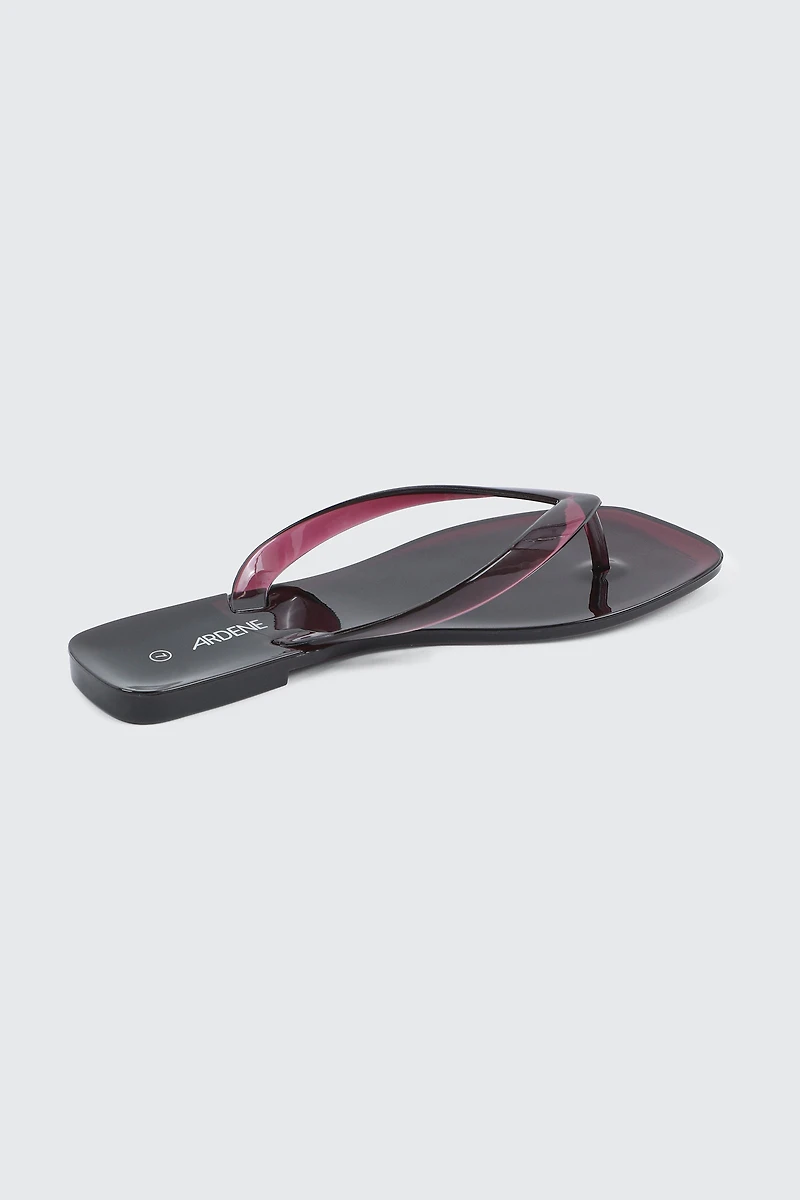 Square Toe Jelly Flip Flops
