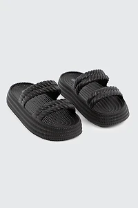 Double Braided Strap Slide Sandals