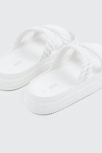 Double Braided Strap Slide Sandals