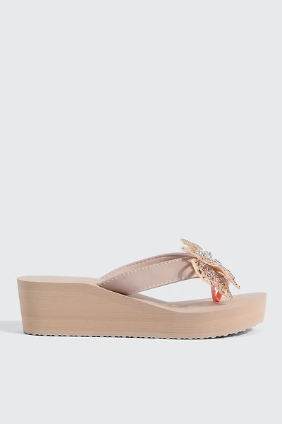 Butterfly Wedge Flip Flops