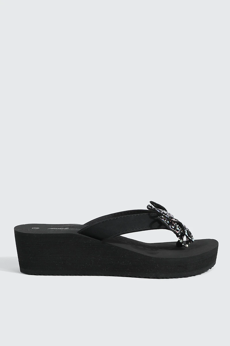 Butterfly Wedge Flip Flops