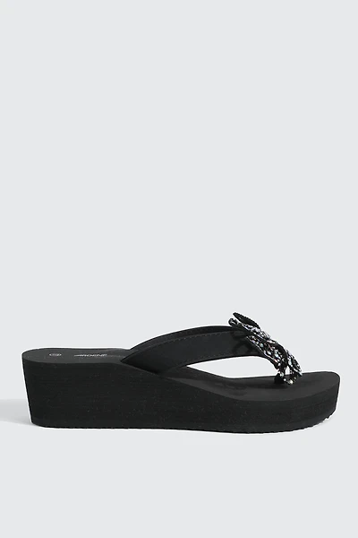 Butterfly Wedge Flip Flops