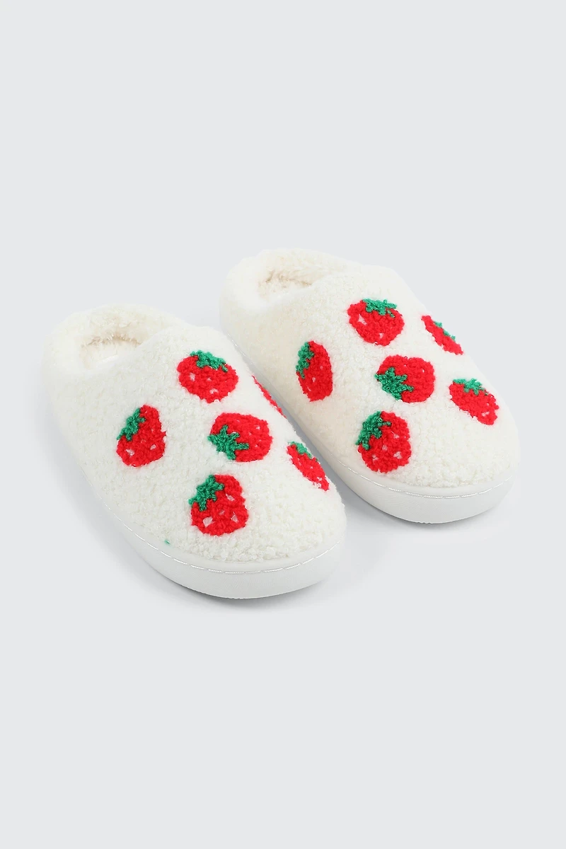 Plush Strawberry Slippers