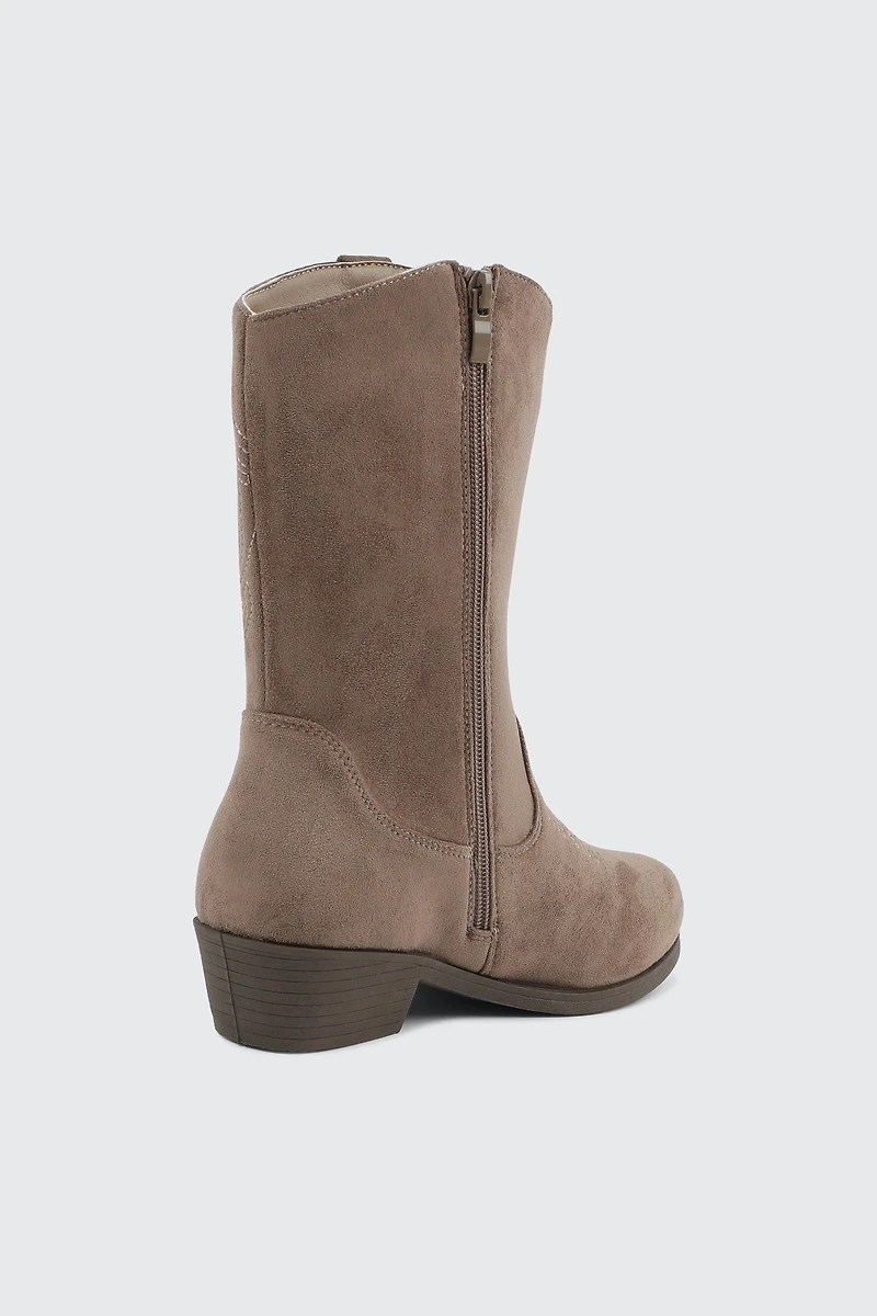 Faux Suede Embroidered Boots
