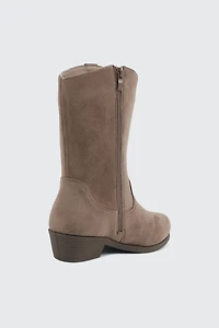 Faux Suede Embroidered Boots