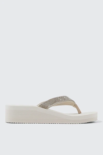 Rhinestone Platform Wedge Flip Flops