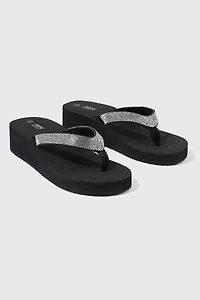 Rhinestone Platform Wedge Flip Flops
