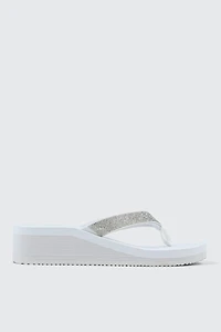 Rhinestone Platform Wedge Flip Flops