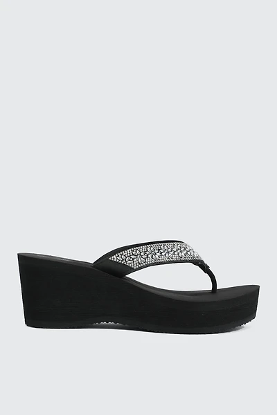 Crystal Wedge Flip Flops