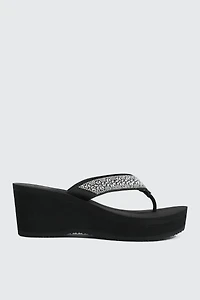 Crystal Wedge Flip Flops