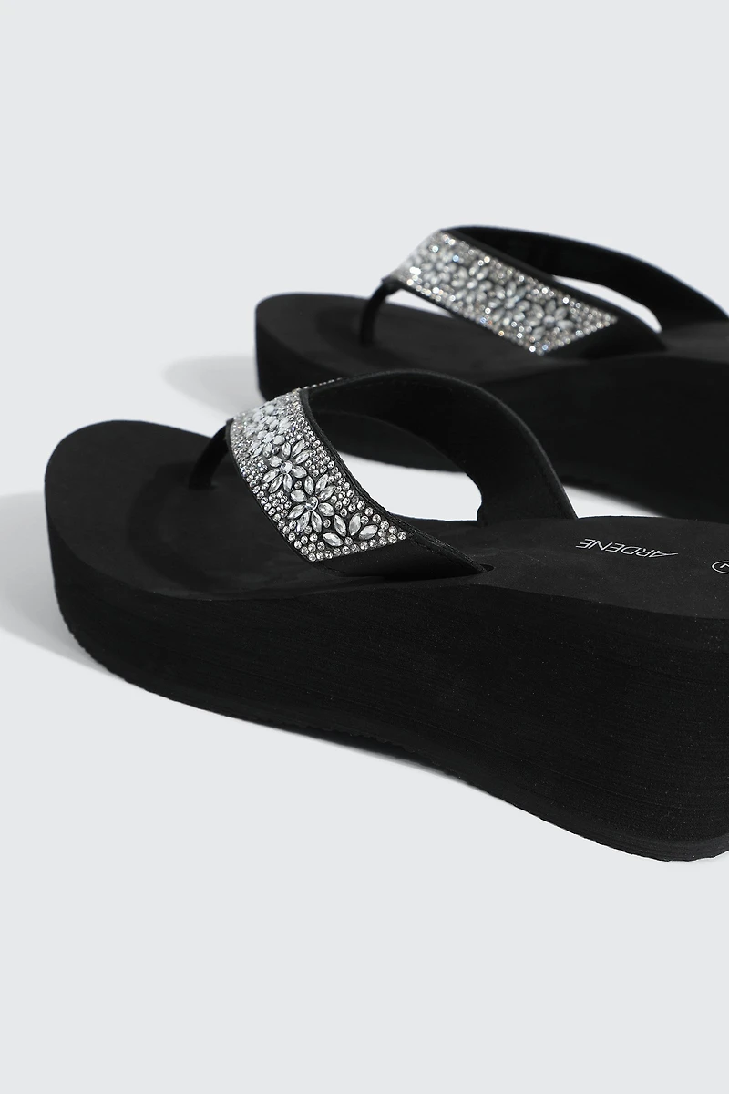 Crystal Wedge Flip Flops