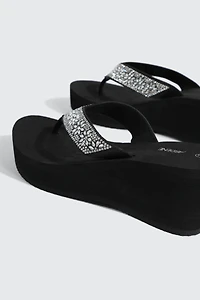 Crystal Wedge Flip Flops