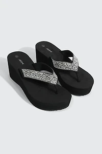 Crystal Wedge Flip Flops