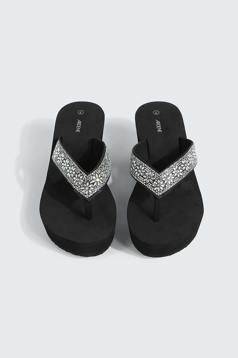 Crystal Wedge Flip Flops