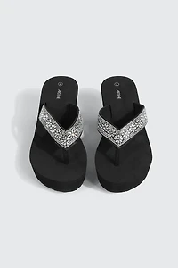 Crystal Wedge Flip Flops