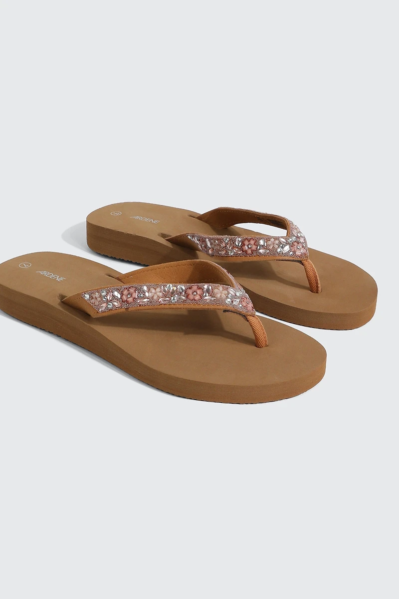 Jelly Flip-Flops with Beaded Strap