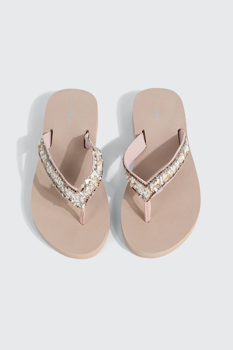 Jelly Flip Flops with Beaded Strap