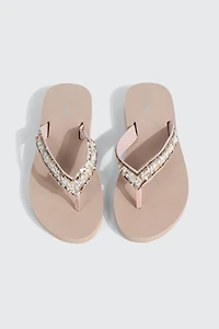 Jelly Flip Flops with Beaded Strap